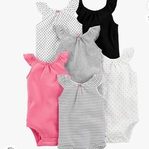 New - Carter’s 6 pack short sleeve bodysuits - 3-6 Months